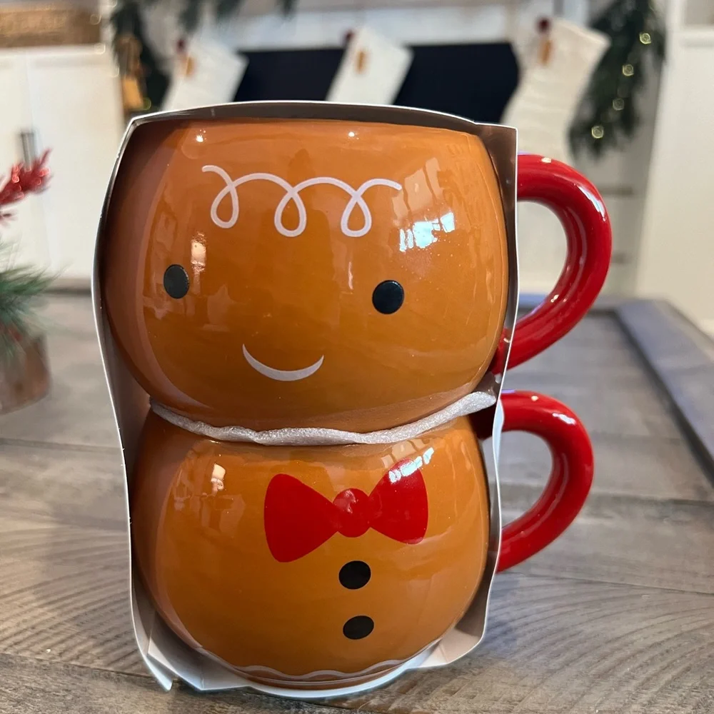 Target 🎯 Christmas Gingerbread Man Stackable Mugs Set Of 2